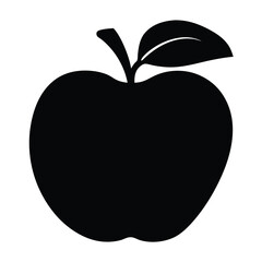 apple vector silhouette icon, black and white illustration of food.
