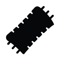 bbq ribs vector silhouette icon, black and white illustration of food.