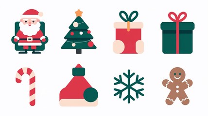 Christmas Icons Collection – Santa, Gifts, Candy Cane, Snowflakes & Holiday Decorations