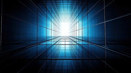 Abstract futuristic digital tunnel backdrop illuminated interior