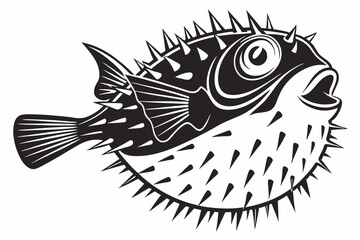 pufferfish sihouette black vector © MK