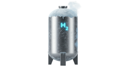 Hydrogen Storage Tank With White Insulation And Blue Label