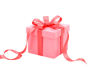 Pink Gift Box with Red Ribbon and Bow