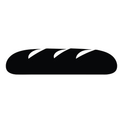bread loaf vector silhouette icon, black and white illustration of food.