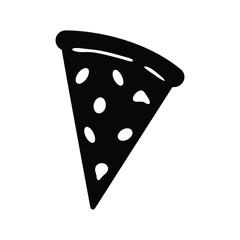 cheese pizza vector silhouette icon, black and white illustration of food.