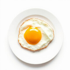 "Perfectly Fried Sunny-Side Up Egg with Runny Yolk on White Plate - 8K Cinematic Food Photography"

