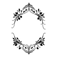 Elegant botanical frame with stylized leaves and branches in minimalist design