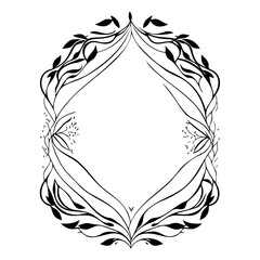 Elegant botanical frame illustration showcasing a hand-drawn floral ornamentation