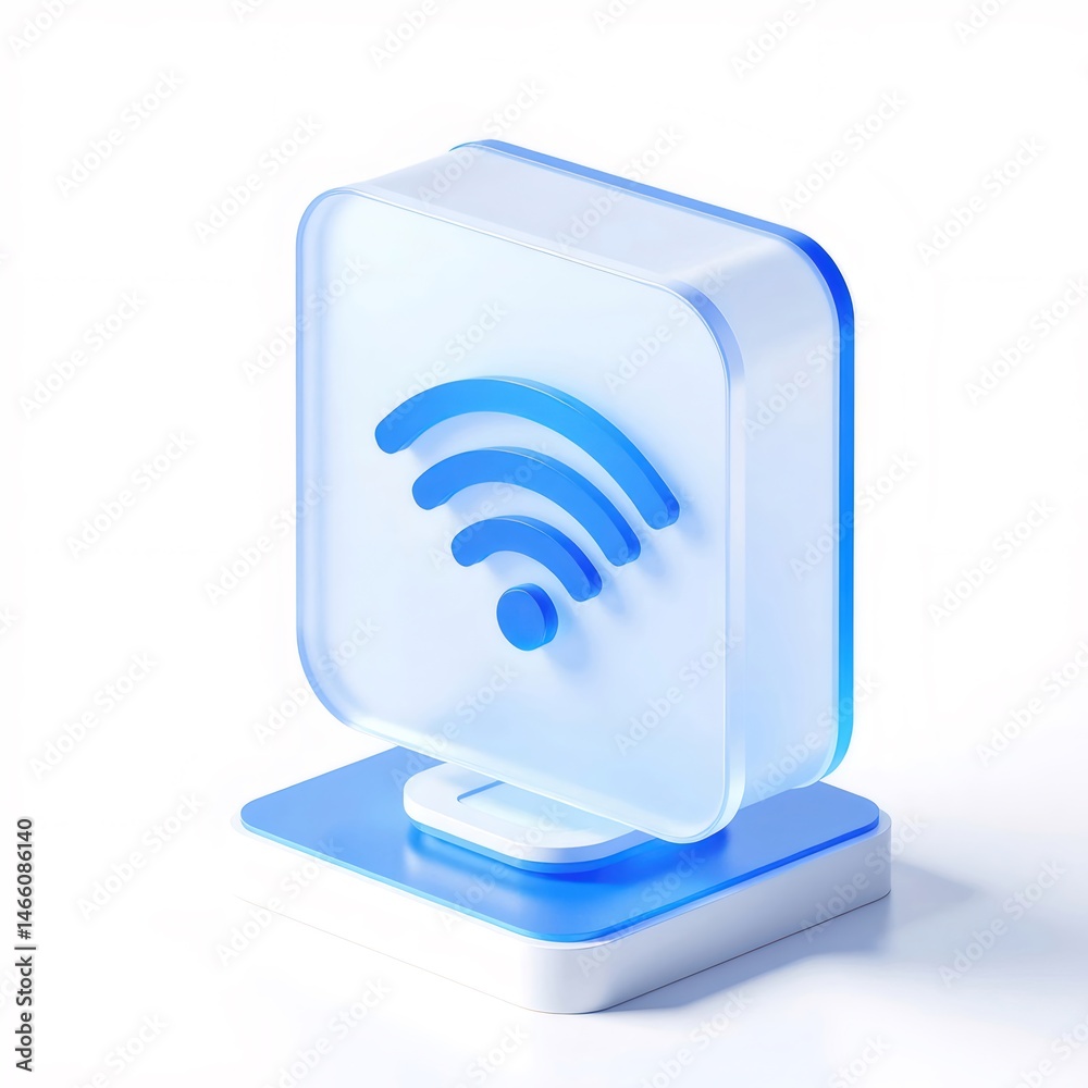 Aufkleber 白い背景に水色のwifiアイコンが輝く３dレンダリング