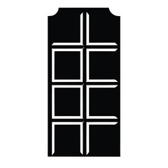 chocolate bar vector silhouette icon, black and white illustration of food.