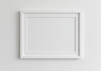 White picture frame with mat on white wall for mockup design