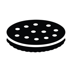 cookies vector silhouette icon, black and white illustration of food.