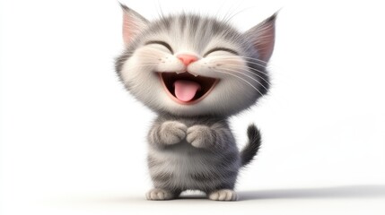 full body Happy and Cute Cat Laughing png 