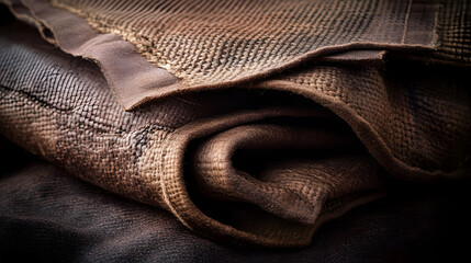 Fototapeta premium Textile Texture Close-up: A close-up shot that emphasizes the exquisite textures of interwoven fabric, draped in luxurious folds and intricate weaves, this image exudes sophistication and elegance.