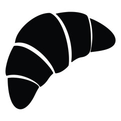 croissant vector silhouette icon, black and white illustration of food.