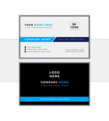 Obraz premium Modern business card template with blue,black & white colors. Flat design vector abstract creative - Vector 