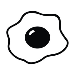 fried egg vector silhouette icon, black and white illustration of food.
