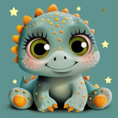 Illustration of cute baby dino