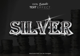 Luxury Silver Text Effect Template. Suitable for poster or banner social media contruction design.