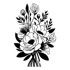 Elegant monochrome floral arrangement, artistic botanical composition for minimalist design