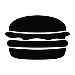 hamburger vector silhouette icon, black and white illustration of food.