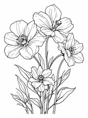 A white vanilla flower line art illustration concept.eps