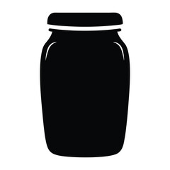 honey jar vector silhouette icon, black and white illustration of food.