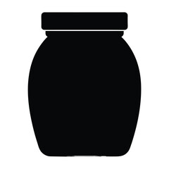 honey jar vector silhouette icon, black and white illustration of food.
