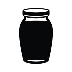 honey jar vector silhouette icon, black and white illustration of food.