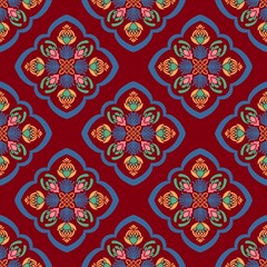 seamless floral pattern, red background 