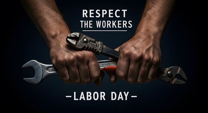 Labor Day: Hands Holding Wrenches, Honoring Workers