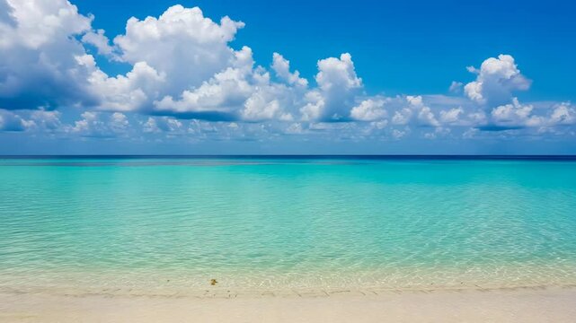 seamless looping 4k time-lapse animation video background, crystal clear turquoise waters, tranquil azure horizon, Tropical beach panoramas, seascapes with vast horizons. 