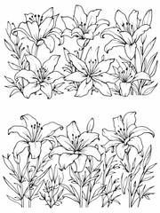 Andean Mountain Lily abstract line art floral pattern.eps