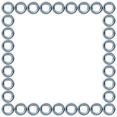 メタリックな丸の正方形フレーム。y2k風の金属のチェーンの3DCGイラストのあしらい