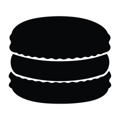 macarons vector silhouette icon, black and white illustration of food.