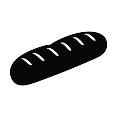 meatball sub vector silhouette icon, black and white illustration of food.