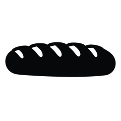 meatball sub vector silhouette icon, black and white illustration of food.