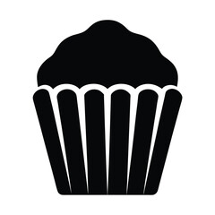 muffin vector silhouette icon, black and white illustration of food.
