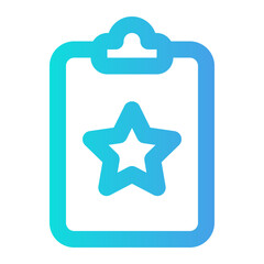 Minimalist icon representing achievement or quality with a clipboard and star symbol, suitable for recognition or review applications.