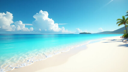 Fototapeta premium tropical beach with palm tree