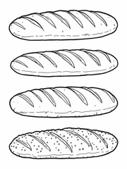 Baguette line art creative depiction of French bread shap.eps