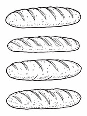 Baguette line art simple minimalistic food illustration design.eps