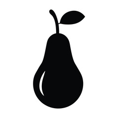 pear vector silhouette icon, black and white illustration of food.