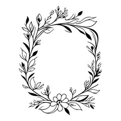Elegant floral frame illustration with blossoming flowers and curving branches