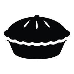 pie apple or pumpkin vector silhouette icon, black and white illustration of food.