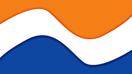 Modern abstract background with smooth wavy layers in orange, white, and blue. Ideal for graphic design, presentations, banners, and digital themes with a vibrant, minimalistic style.