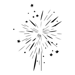 Dynamic burst of radiating lines and stars evoking celebratory energy