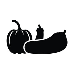 roasted vegetables vector silhouette icon, black and white illustration of food.