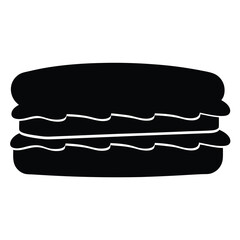 sandwich vector silhouette icon, black and white illustration of food.