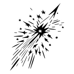 Obraz premium Abstract celestial burst composition with graphic stars and linear trails